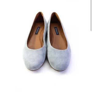 Margaux Womens The Classic Round Toe Ballet Flats Suede Slate Gray 38 7 NARROW